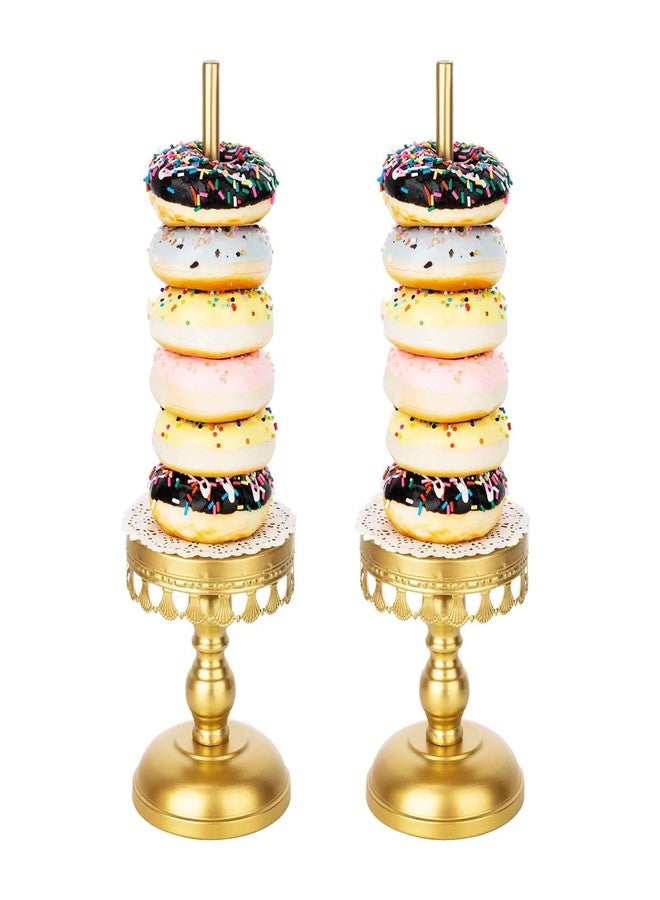 Capesaro Donut Stand Holder,Gold Metal Bagel Stand,Display Stacker Tower for Dessert Table, Doughnut Holder for Birthday, Wedding, Baby Shower, Bridal Shower Party,Pack of 2 - Image 1